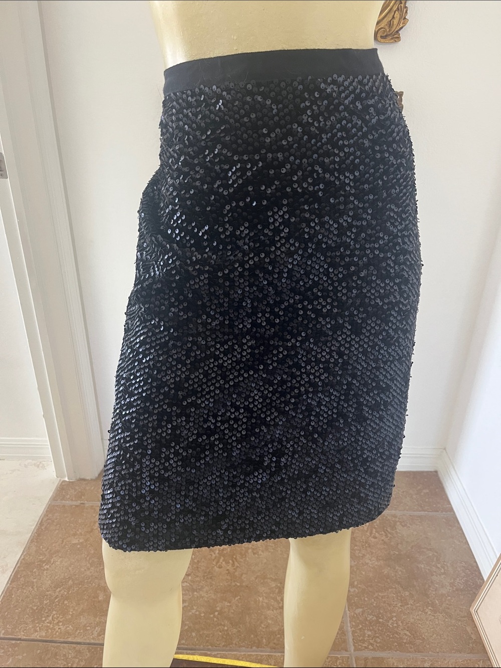 Ann Taylor Black Sequin Pencil Skirt